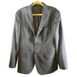 JOS A BANK TRAVELER Mens Wool Blazer Sport Coat Navy Blue Plaid Size 40S